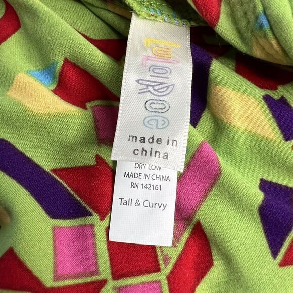 LulaRoe Leggings Tall & Curvy Geometric Colorful Green Blue Red Blue Black 0704 - Picture 4 of 5
